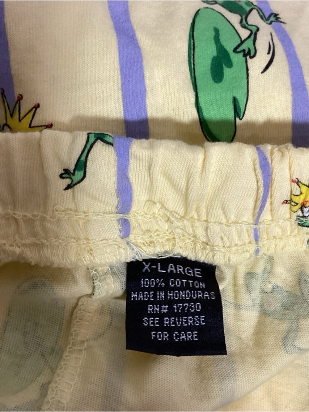 Xhilaration Womans XL Cotton Yellow Stripe Frogs Pajama Short Set - Picture 7 of 9